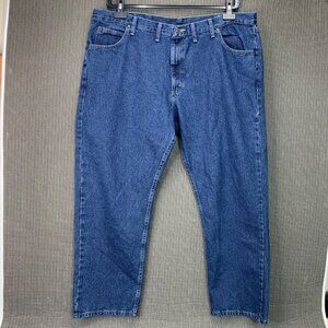 Men's Wrangler Five Star Relaxed Fit Blue Jeans 44X30 Durable Premium Quality